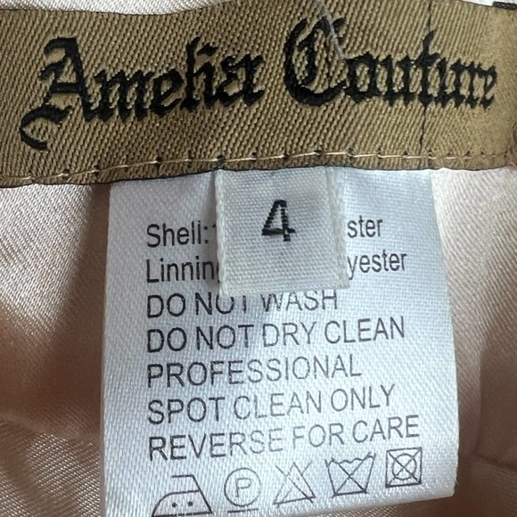 Amelia Couture Princess Champagne Beaded Maxi Formal Event Dress 4 - Picture 13 of 14